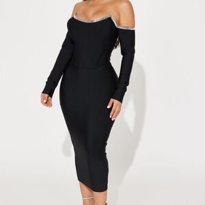 Fashion Nova Midi Black Dress